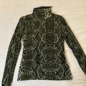 H&M Green Snakeskin Turtleneck